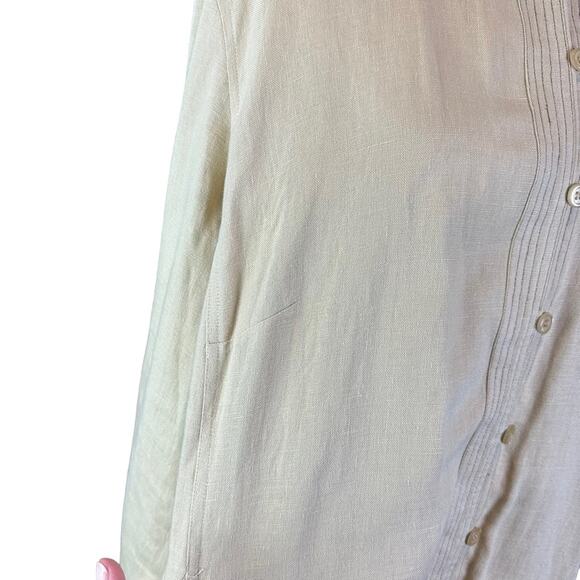 Bridgewater Studio Linen Tunic Sz 18W Mandarin Collar Side Pockets Tan - Picture 7 of 8